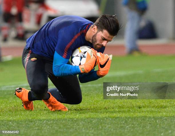 Alisson Becker during the Champions League football match A.S. Roma vs Shakhtar Donetsk at the Olympic Stadium in Rome, on march 13, 2018.