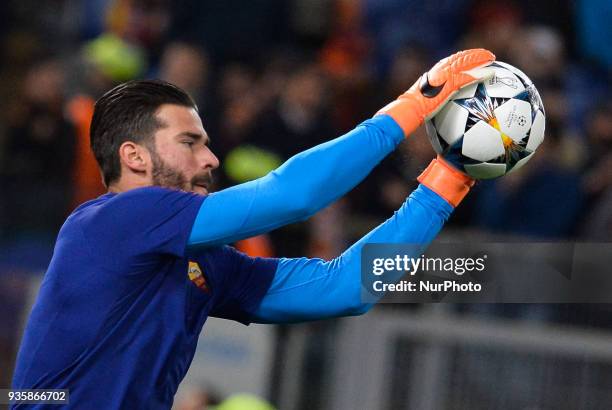 Alisson Becker during the Champions League football match A.S. Roma vs Shakhtar Donetsk at the Olympic Stadium in Rome, on march 13, 2018.
