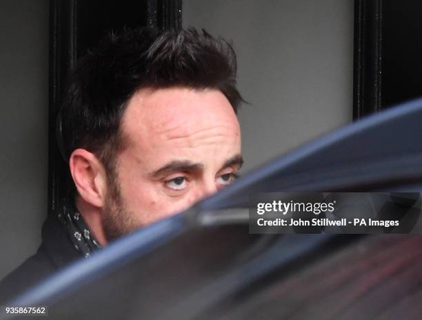 Ant McPartlin leaving a house in west London after he was interviewed by police on the same day it was revealed his TV presenting partner Declan...