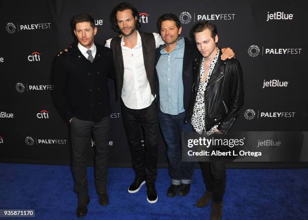 Actor Jensen Ackles, Jared Padalecki, Misha Collins and Alexander Calvert attend The Paley Center For Media's 35th Annual PaleyFest Los Angeles -...