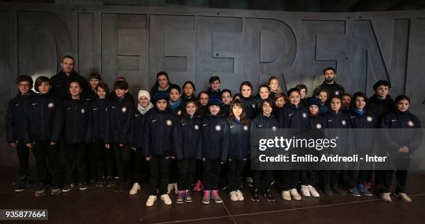 Fc Internazionale young players visit The Holocaust Memorial during FC Internazionale 'Inter In The Community' Event at Shoah Memorial on March 21,...