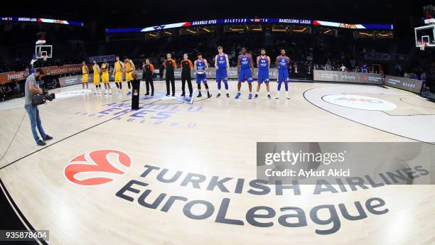 Tip off ceremony during the 2017/2018 Turkish Airlines EuroLeague Regular Season Round 27 game between Anadolu Efes Istanbul and Khimki Moscow Region...