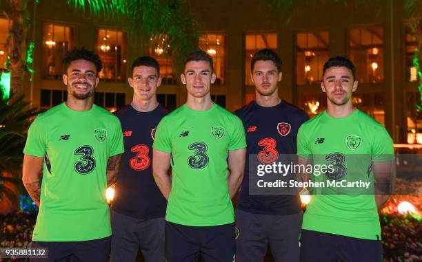 Belek , Turkey - 21 March 2018; Uncapped Republic of Ireland players, from left, Derrick Williams, Declan Rice, Darragh Lenihan, Kieran O'Hara and...