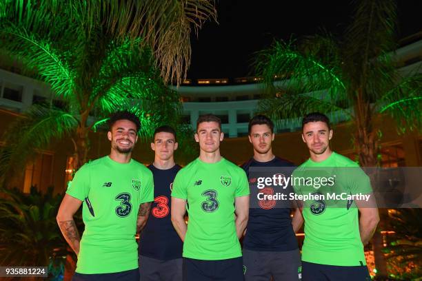 Belek , Turkey - 21 March 2018; Uncapped Republic of Ireland players, from left, Derrick Williams, Declan Rice, Darragh Lenihan, Kieran O'Hara and...