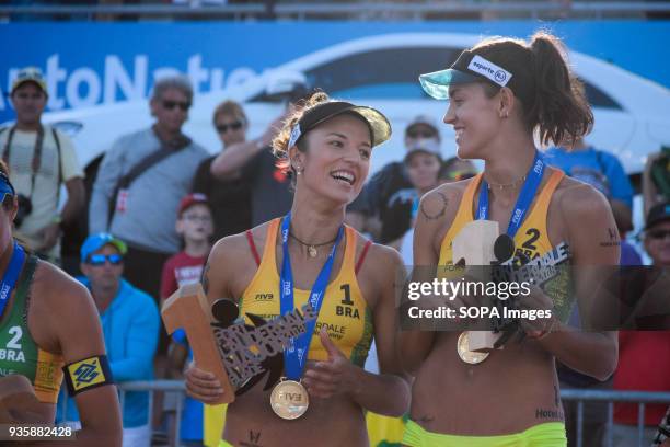 Barbara Seixas de Freitas & Fernanda Berti Alves of Brazil won the gold medal and are crowned champions in the Beach Volleyball Major Series 2018...