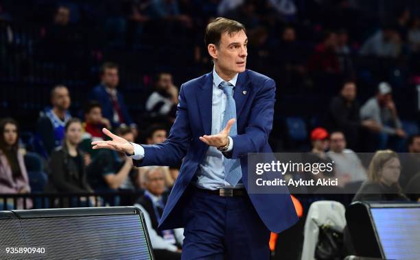 Georgios Bartzokas, Head Coach of Khimki Moscow Region in action during the 2017/2018 Turkish Airlines EuroLeague Regular Season Round 27 game...