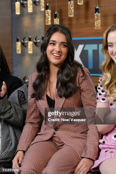 Geraldine Viswanathan visits "Extra" at Universal Studios Hollywood on March 21, 2018 in Universal City, California.