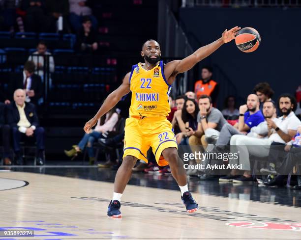 Charles Jenkins, #22 of Khimki Moscow Region in action during the 2017/2018 Turkish Airlines EuroLeague Regular Season Round 27 game between Anadolu...