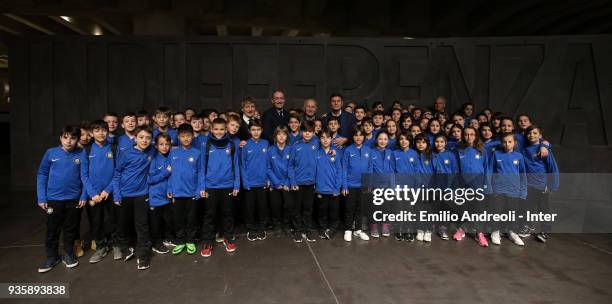 Vice President of FC Internazionale Javier Zanetti and Fc Internazionale young players visit The Holocaust Memorial during FC Internazionale 'Inter...