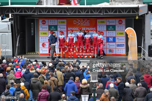 Start / Podium / Team Presentation/ Jenthe Biermans of Belgium / Alex Dowsett of Great Britain / Reto Hollenstein of Switzerland / Kuznetsov...