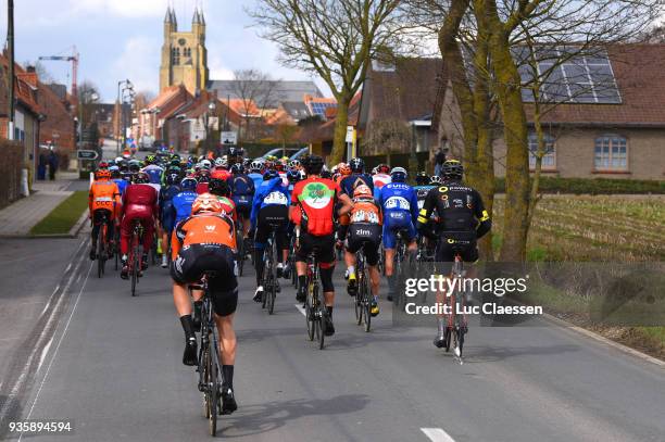 Landscape / Peloton / Village / during the 42nd 3 Days De Panne 2018 a 202,4km race from Brugge to De Panne on March 21, 2018 in De Panne, Belgium.