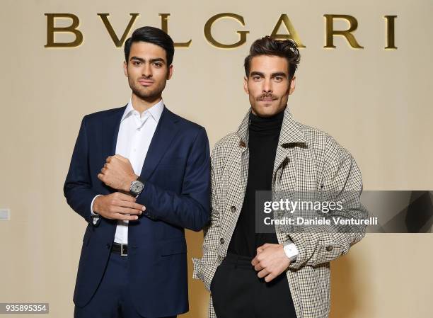 Matteo Bocelli and Jon Kortajarena attend Bvlgari Cocktail Party At Baselworld 2018 on March 21, 2018 in Basel, Switzerland.