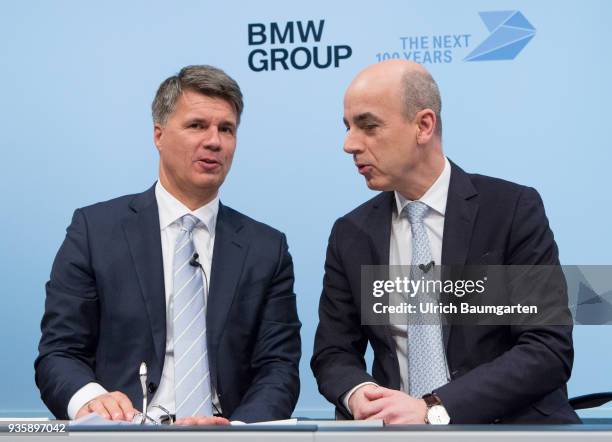 Annual Account Press Conference of BMW Group in Munich. Harald Krueger, Chairman of the Board of Management of BMW AG , and Nicolas Peter , Member of...