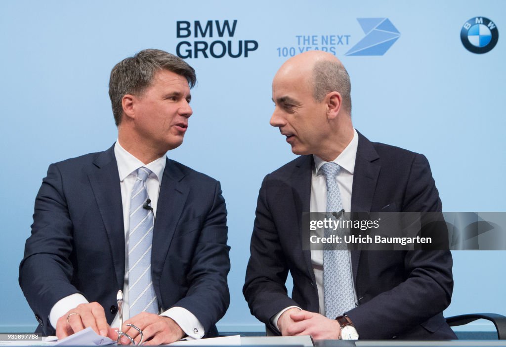 Annual Account Press Conference of BMW Group in Munich. Harald Krueger (CEO) and Dr. Nicolas Peter (CFO) of BMW AG.