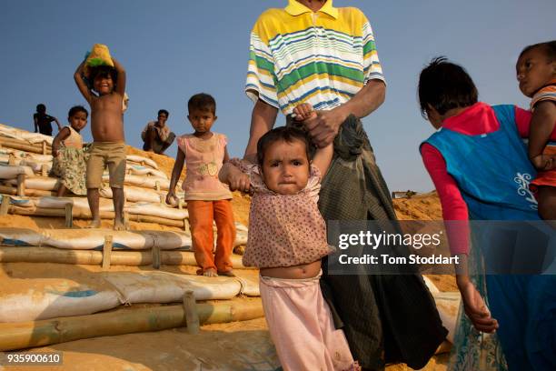 Rohingya people at the Kutupalong refugee camp on February 26, 2018 at Cox's Bazar, Bangladesh. Over 655,000 Rohingya have arrived in the araea since...