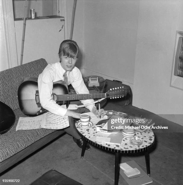 English singer-songwriter and actor David Bowie poses for a portrait at home circa 1966 in London, England. (Photo by Cyrus Andrews/Michael Ochs...