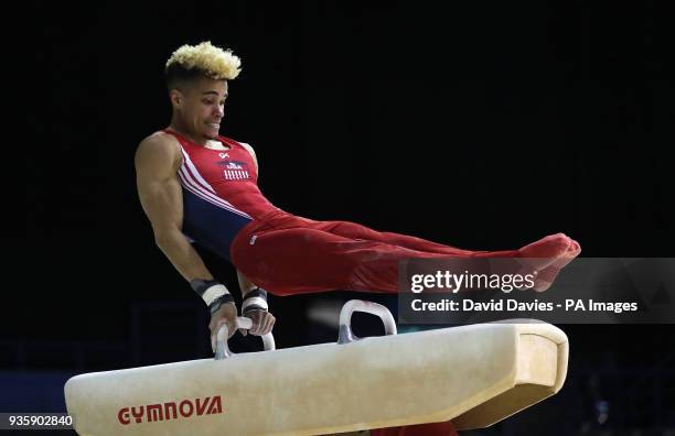 S Donothan Bailey during the 2018 Gymnastics World Cup at Arena Birmingham.