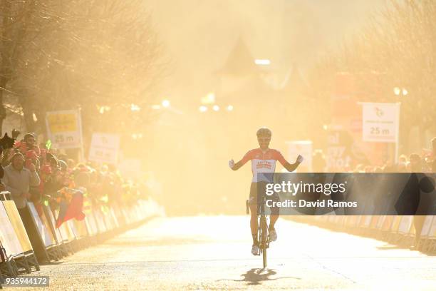 Arrival / Thomas De Gendt of Belgium and Team Lotto Soudal / Celebration / during the 98th Volta Ciclista a Catalunya 2018, Stage 3 a 153km stage...