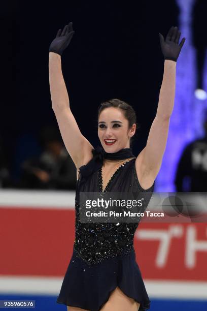 Kaetlyn Osmond of Canada competes in the Ladies Short Program on day one of the World Figure Skating Championships at the Mediolanum Forum on March...
