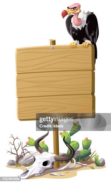 geier sitzen auf einem schild - bankruptcy stock-grafiken, -clipart, -cartoons und -symbole