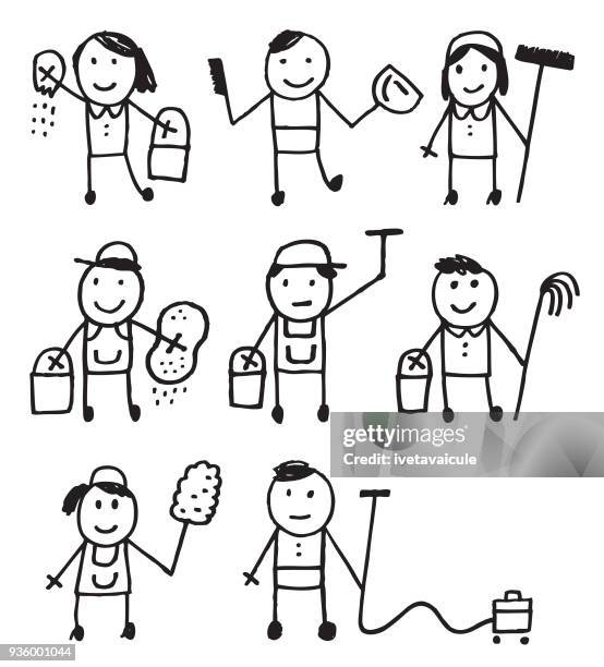 stick people cleaner - window cleaner stock illustrations