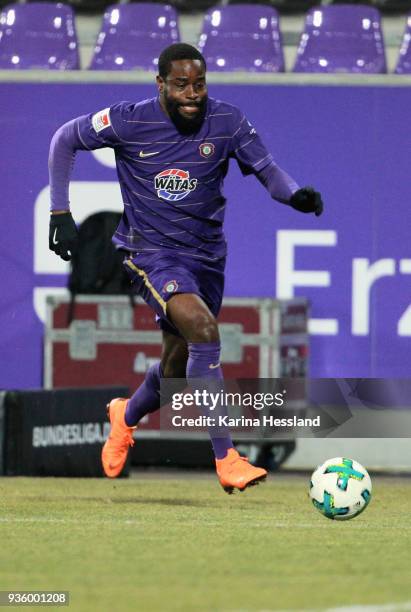 Ridge Munsy of Aue during the second Bundesliga match between FC Erzgebirge Aue and SpVgg Greuther Fuerth at Sparkassen-Erzgebirgsstadion on March...