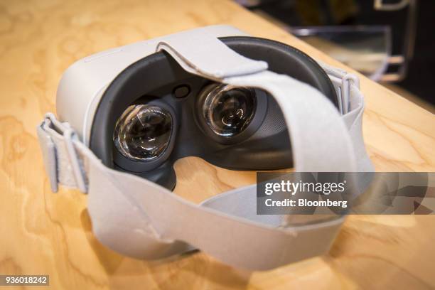 The Oculus VR Inc. Go wireless virtual reality headset is arranged for a photograph during the Game Developers Conference in San Francisco,...