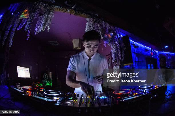 Rinzen performs on stage during Miami Music Week - Mau5trap at Treehouse on March 20, 2018 in Miami, Florida.