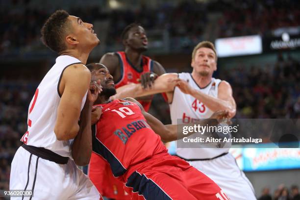 Rodrigue Beaubois, #10 of Baskonia Vitoria Gasteiz competes with Maodo Lo, #12 of Brose Bamberg during the Turkish Airlines EuroLeague Regular Season...