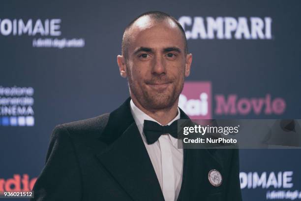 Elio Germano walks a red carpet ahead of the 62nd David Di Donatello awards ceremony on March 21, 2018 in Rome, Italy.