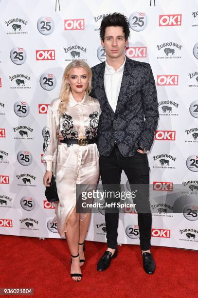 Lucy Fallon and Tom Leech attend OK! Magazine's 25th Anniversary Party at The View from The Shard on March 21, 2018 in London, England.
