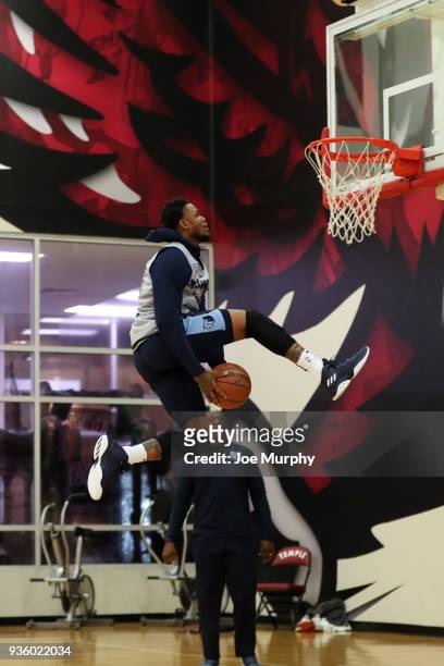 Ben McLemore of the Memphis Grizzlies shoots the ball during a team practice on March 20, 2018 at Temple University in Philadelphia, Pennsylvania....
