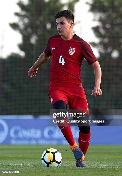 Angel Uribe of USA in action during the international friendly match between France U20 and USA U20 at Pinatar Arena on March 21, 2018 in Murcia,...