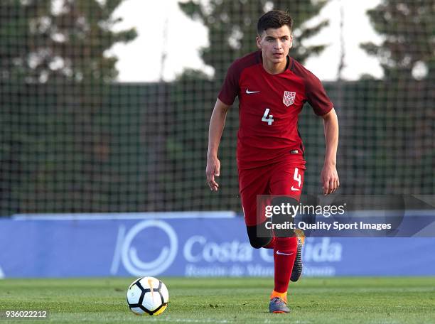 Angel Uribe of USA in action during the international friendly match between France U20 and USA U20 at Pinatar Arena on March 21, 2018 in Murcia,...