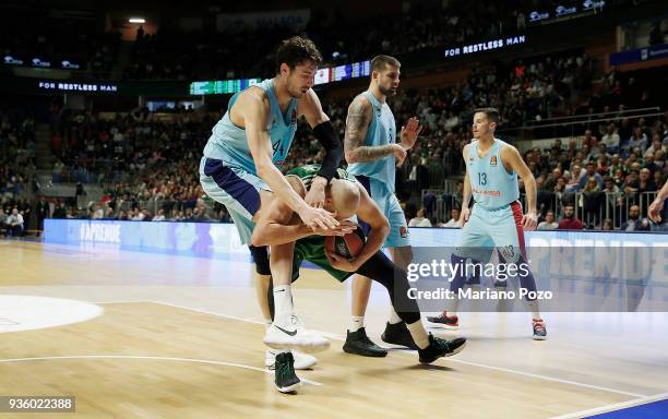 Ante Tomic, #44 of FC Barcelona Lassa in action during the 2017/2018 Turkish Airlines EuroLeague Regular Season Round 27 game between Unicaja Malaga...