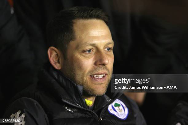 Wigan Athletic assistant manager Leam Richardson during the Sky Bet League One match between Wigan Athletic and Walsall at Banks' Stadium on March...