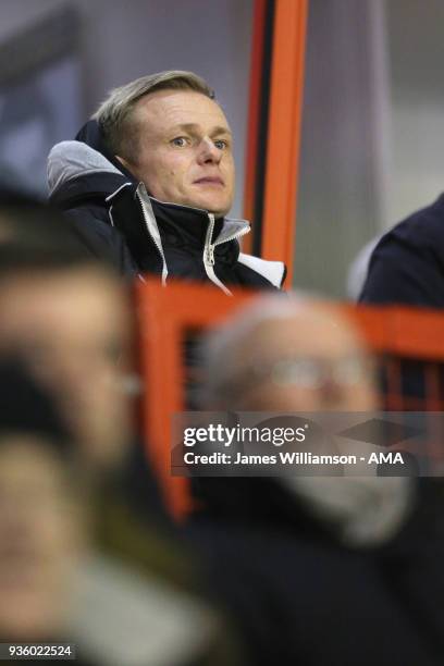 Walsall manager Dean Keates watches on from the crowd during the Sky Bet League One match between Wigan Athletic and Walsall at Banks' Stadium on...