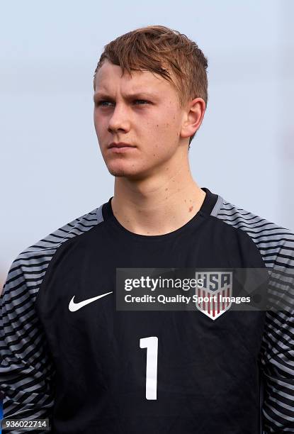 Brady Scott of USA looks on prior to the international friendly match between France U20 and USA U20 at Pinatar Arena on March 21, 2018 in Murcia,...