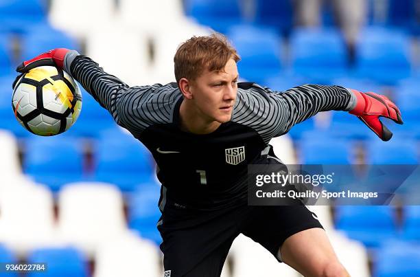 Brady Scott of USA in action during the international friendly match between France U20 and USA U20 at Pinatar Arena on March 21, 2018 in Murcia,...