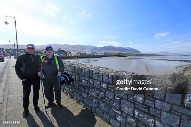 Nick Edmund of England poses on the bridge at Blennerville with Anthony Byrne the General Manager of Tralee Golf Club on another leg of his 2000km...