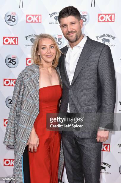 Laura Hamilton and Alex Goward attend OK! Magazine's 25th Anniversary Party at The View from The Shard on March 21, 2018 in London, England.