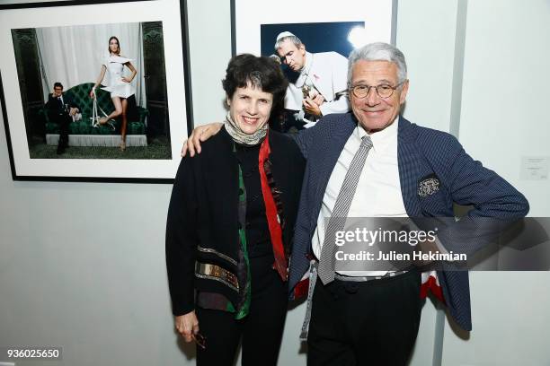 Jean Marie Perier and Valerie Anne Giscard d Estaing attend the Jean Marie Perier's Exhibition at Photo 12 In Paris on March 21, 2018 in Paris,...