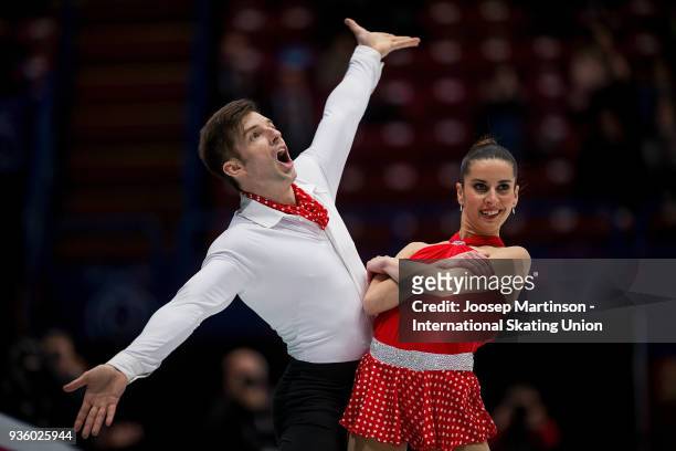 Valentina Marchei and Ondrej Hotarek of Italy compete in the Pairs Short Program during day one of the World Figure Skating Championships at...