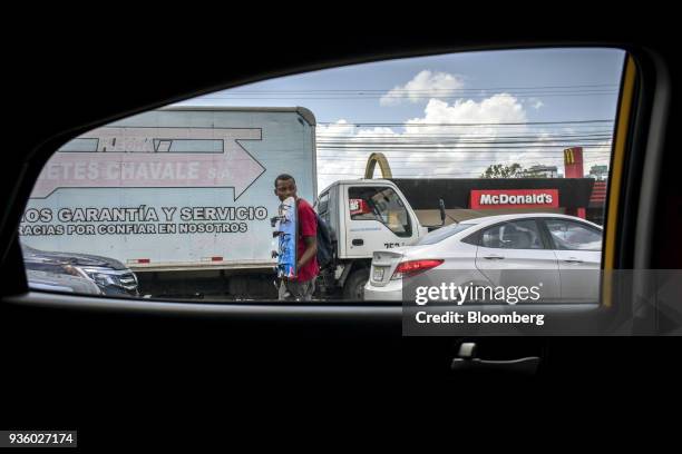 Vendor sells sunglasses on a road in Panama City, Panama, on Saturday, Feb. 24, 2018. Panama's gross domestic product figures rose 4.6 % from last...