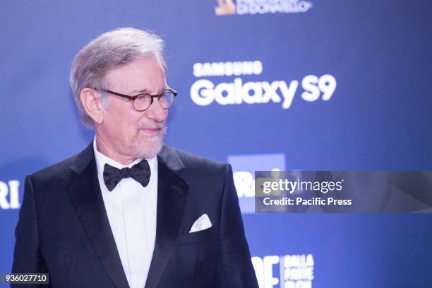 Director Steven Spielberg take part in the red carpet of the David di Donatello awards ceremony in Rome.