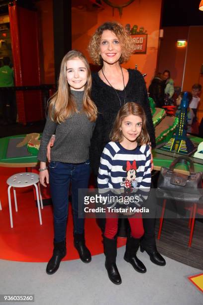 Heike Kloss and her daughters Olivia and Marla during the Lego NINJAGO-Tempel Opening at Legoland Discovery Center on March 21, 2018 in Berlin,...