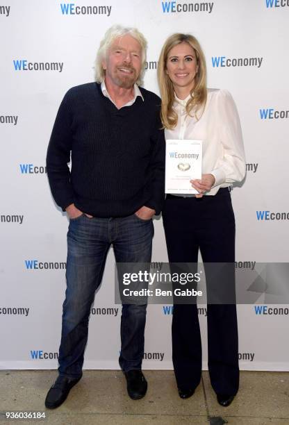 Sir Richard Branson and Dr. Holly Branson at the "WEconomy" book launch on March 21, 2018 in New York City.