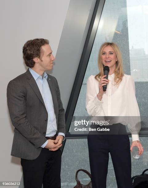 Craig Kielburger and Dr. Holly Branson at the "WEconomy" book launch on March 21, 2018 in New York City.