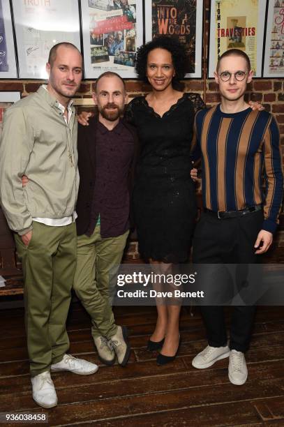 Declan Bennett, Laurie Sansom, Grace Cookey-Gam and Samuel Barnett attend the press night performance of "Kiss Of The Spider Woman" at The Menier...