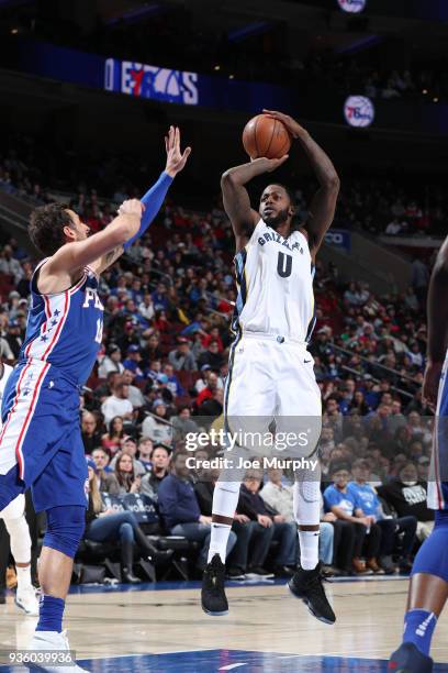 JaMychal Green of the Memphis Grizzlies shoots the ball during the game against the Philadelphia 76ers on March 21, 2018 at the Wells Fargo Center in...